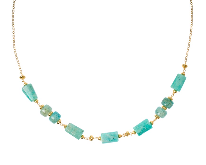 Collana argento dorato con amazzonite Selezione Zanolli