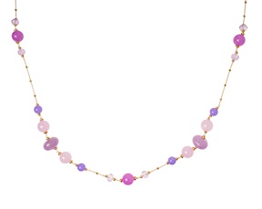 Collana argento dorato con ametista, giada e cristallo Selezione Zanolli