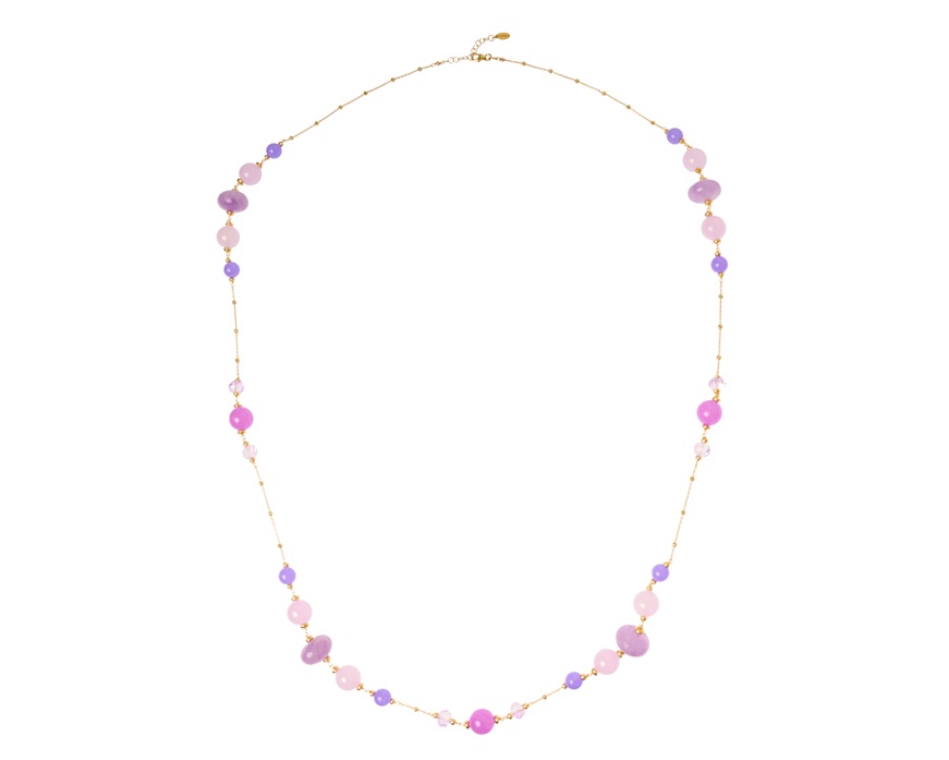 Collana argento dorato con ametista, giada e cristallo Selezione Zanolli