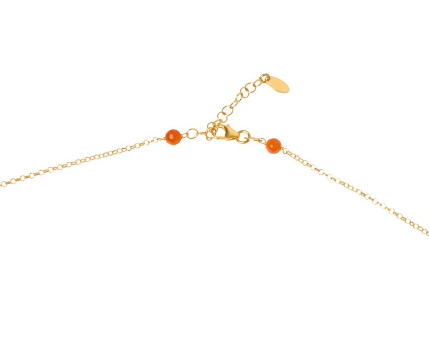 Collana argento dorato con bamboo, corniola e occhio di gatto Selezione Zanolli