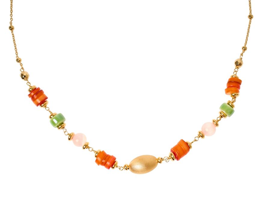 Collana argento dorato con madreperla, ceramica e selenite Selezione Zanolli