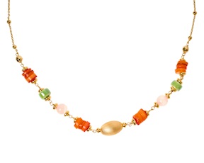 Collana argento dorato con madreperla, ceramica e selenite Selezione Zanolli