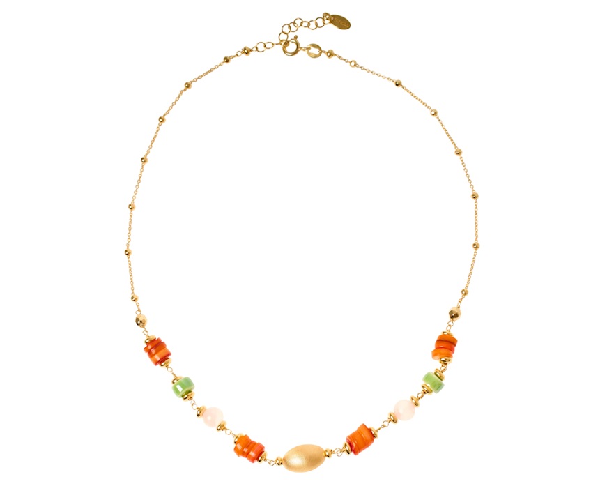 Collana argento dorato con madreperla, ceramica e selenite Selezione Zanolli