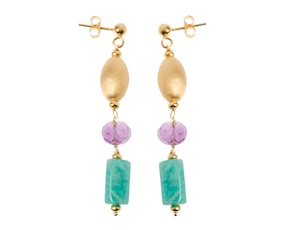 Orecchini argento dorato con amazzonite e cristallo viola Selezione Zanolli