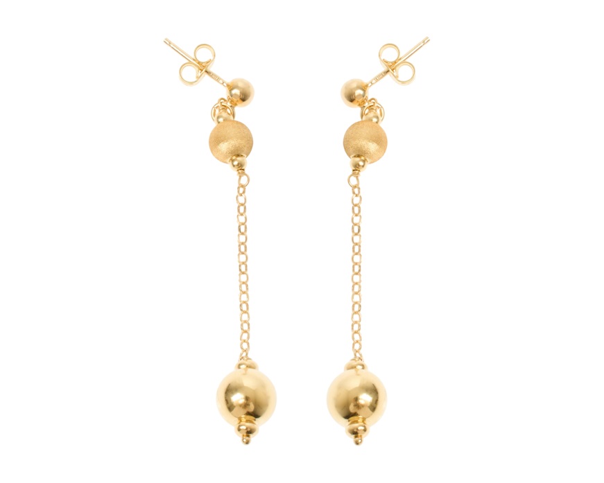 Orecchini argento dorato con palle lucide e satinate Selezione Zanolli