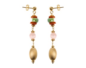 Orecchini argento dorato con madreperla, ceramica e selenite Selezione Zanolli