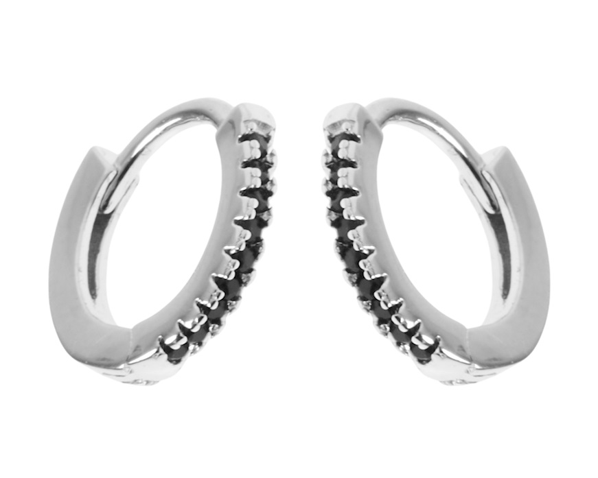 Orecchini tondi argento con zirconi neri Selezione Zanolli