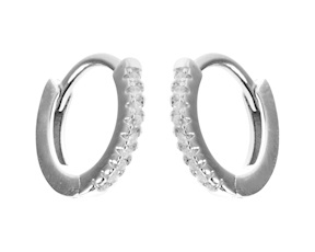 Orecchini tondi argento con zirconi bianchi Selezione Zanolli