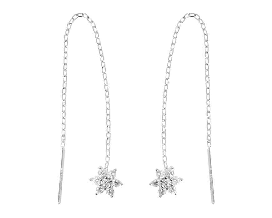Orecchini argento saliscendi con fiore di zirconi Selezione Zanolli