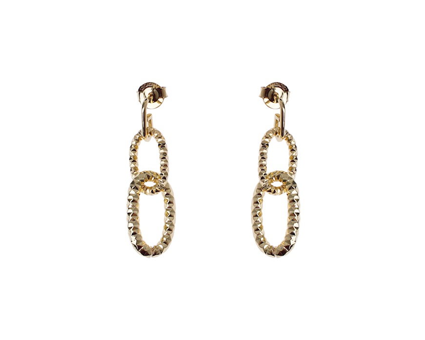 Orecchini in bronzo dorato con ovali diamantati Unoaerre