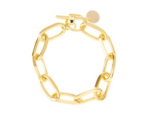 Bracciale in bronzo dorato con maglia ad ovali e chiusura a T Unoaerre