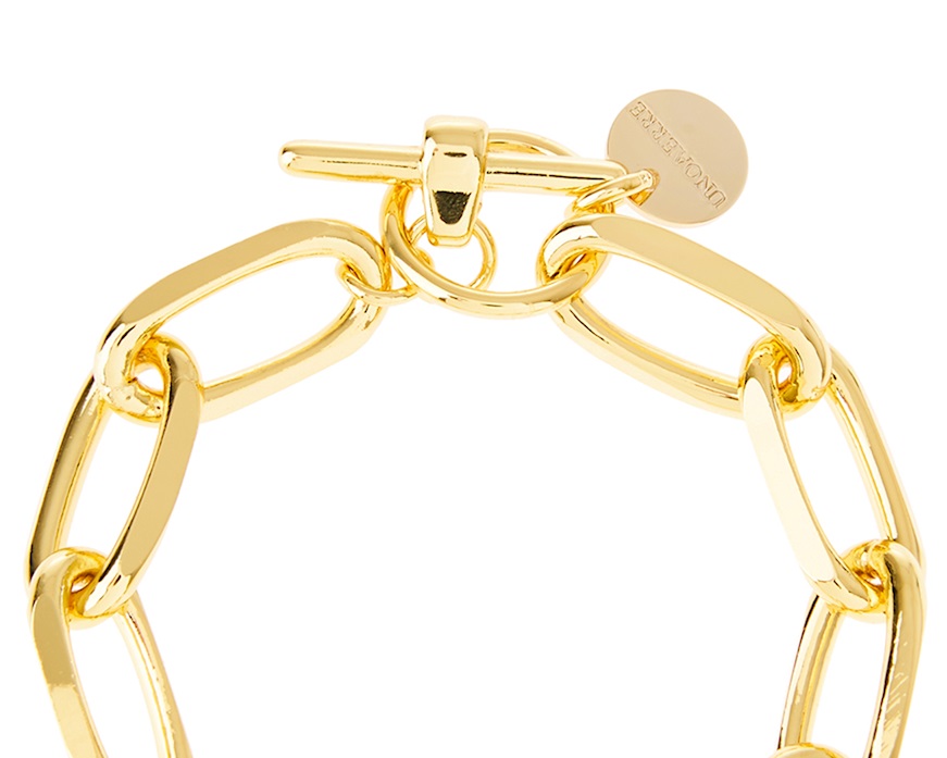 Bracelet in gilded bronze with ovals knit and T closure Unoaerre