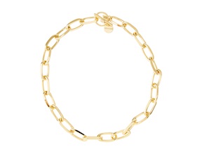 Collana in bronzo dorato con maglia ad ovali e chiusura a T Unoaerre