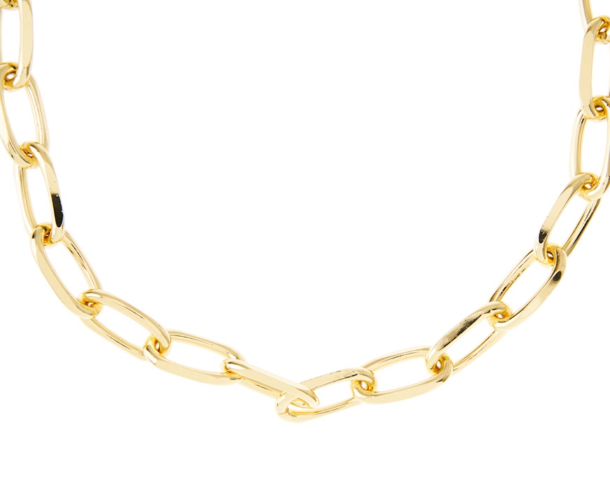 Necklace in gilded bronze with ovals knit and T closure Unoaerre