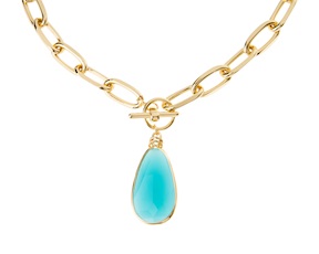 Collana in bronzo dorato con cristallo turchese Unoaerre