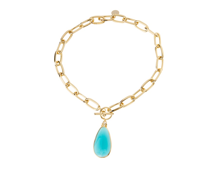 Collana in bronzo dorato con cristallo turchese Unoaerre