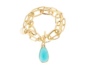 Bracciale in bronzo dorato con cristallo turchese Unoaerre