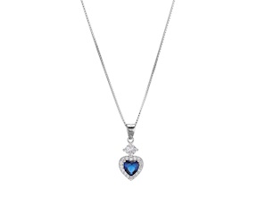 Collana argento con pendente cuore zircone zaffiro Sovrani