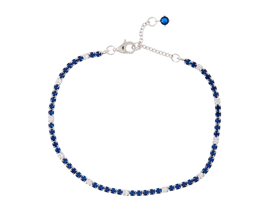 Bracciale Tennis argento con cubic zirconia e zirconi zaffiro Sovrani