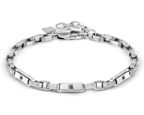 Bracciale uomo Manvision acciaio con 3 zirconi neri Nomination