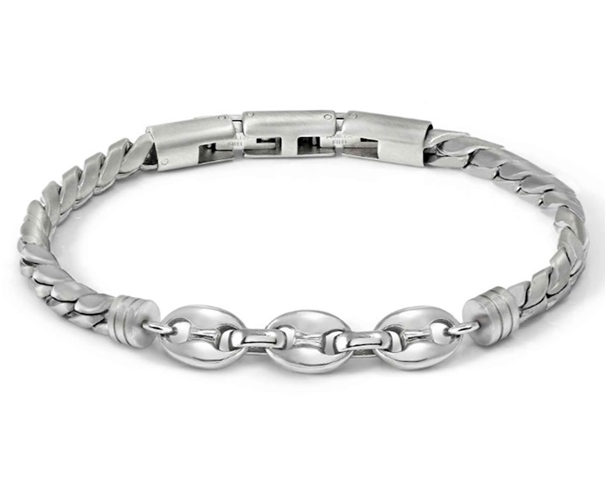 Bracciale uomo Manvision acciaio tubolare con maglia marina Nomination