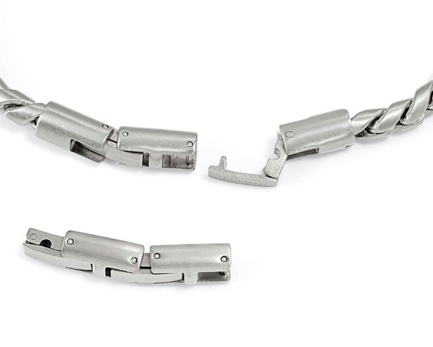 Bracciale uomo Manvision acciaio tubolare con maglia marina Nomination