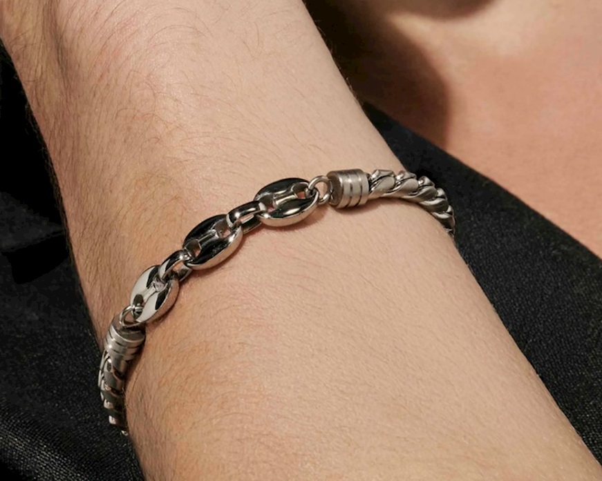 Bracciale uomo Manvision acciaio tubolare con maglia marina Nomination