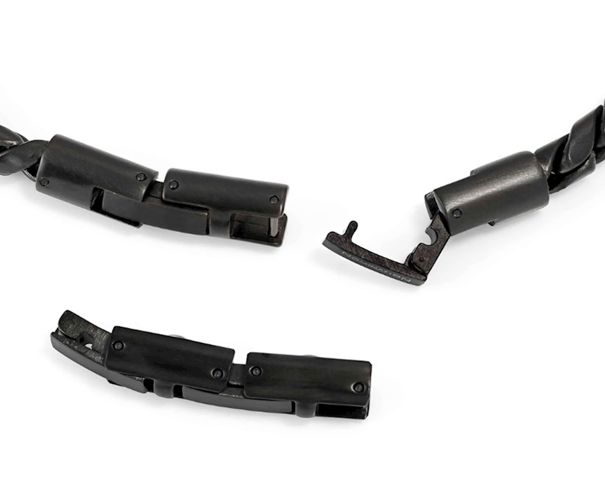 Bracciale uomo Manvision acciaio tubolare nero con maglia marina Nomination