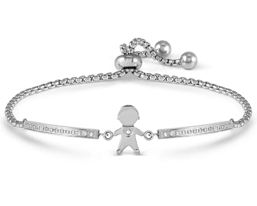 Bracciale Milleluci acciaio con bimbo e zirconi Nomination