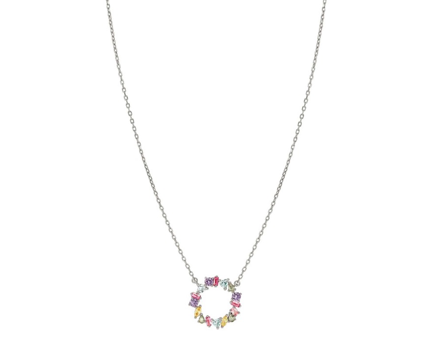 Collana tondo Colour Wave argento con zirconi multicolore Nomination