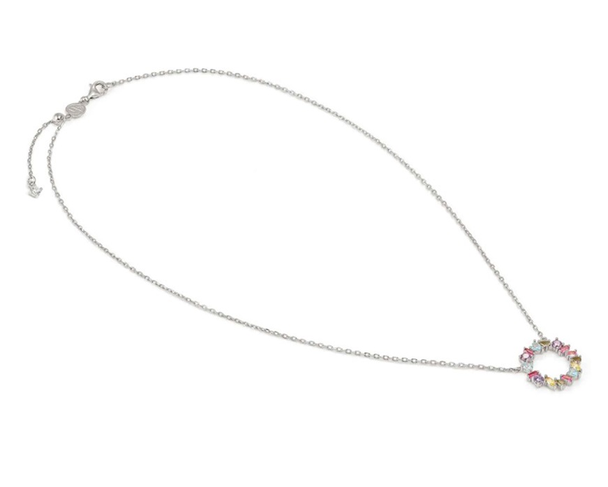 Collana tondo Colour Wave argento con zirconi multicolore Nomination