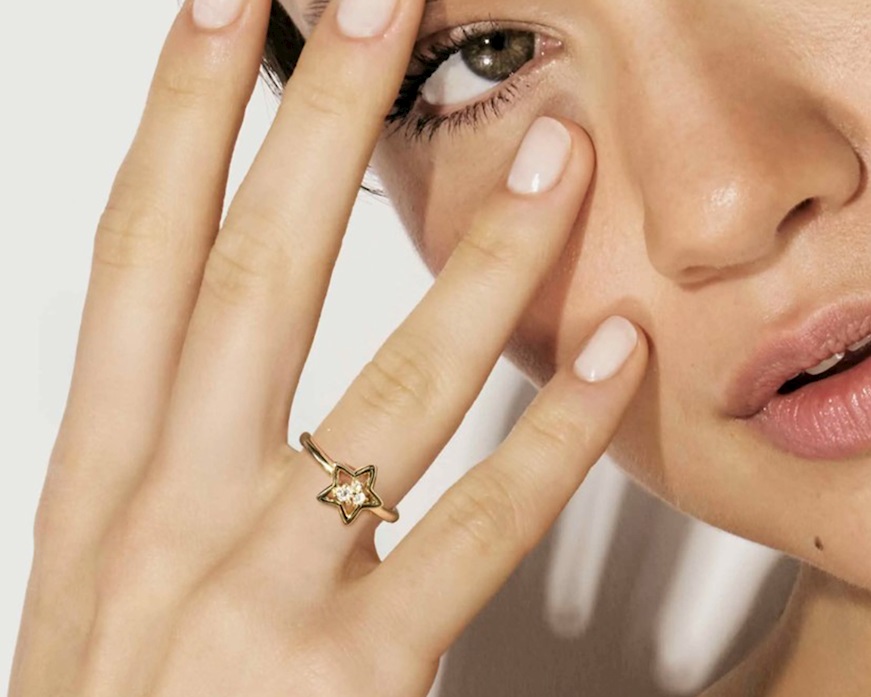 Anello Dreams Beats argento dorato stella con zirconi Nomination