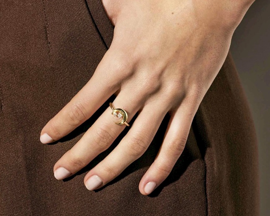 Anello Dreams Beats argento dorato luna con zirconi Nomination