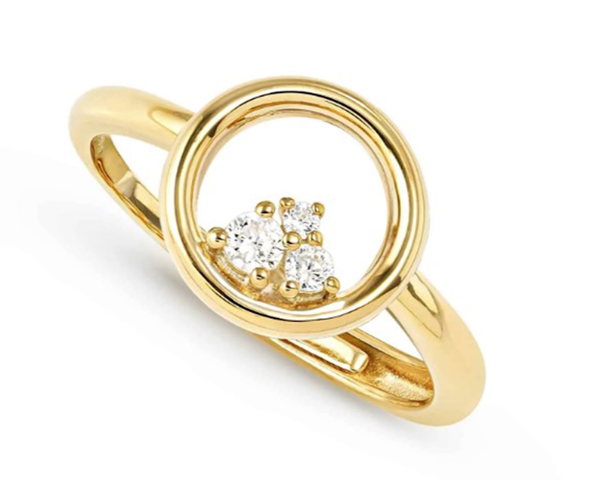 Anello Dreams Beats argento dorato tondo con zirconi Nomination