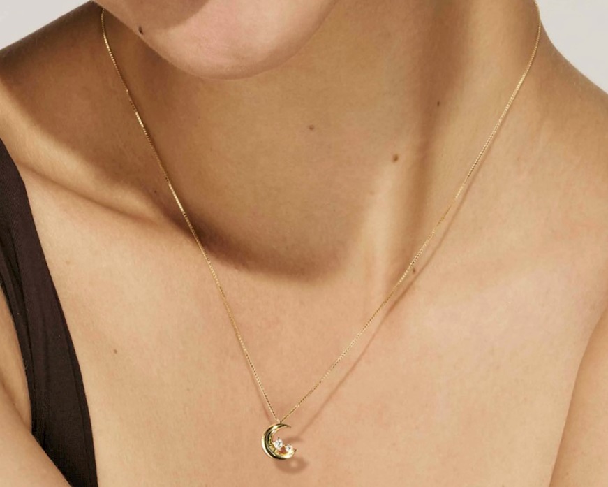 Collana Dreams Beats argento dorato luna con zirconi Nomination