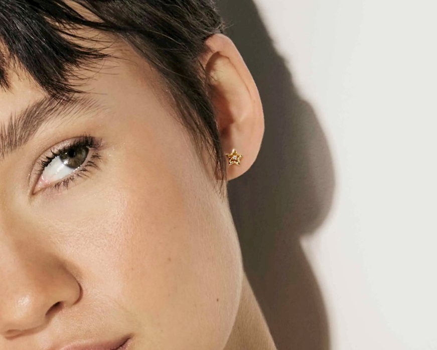 Orecchini Dreams Beats argento dorato stella con zirconi Nomination