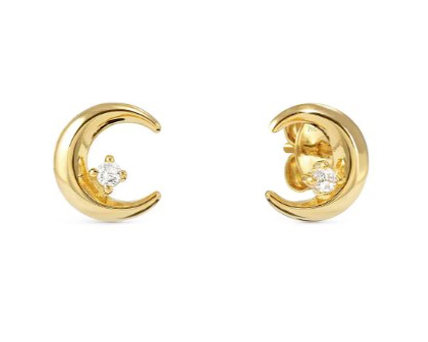 Orecchini Dreams Beats argento dorato luna con zirconi Nomination