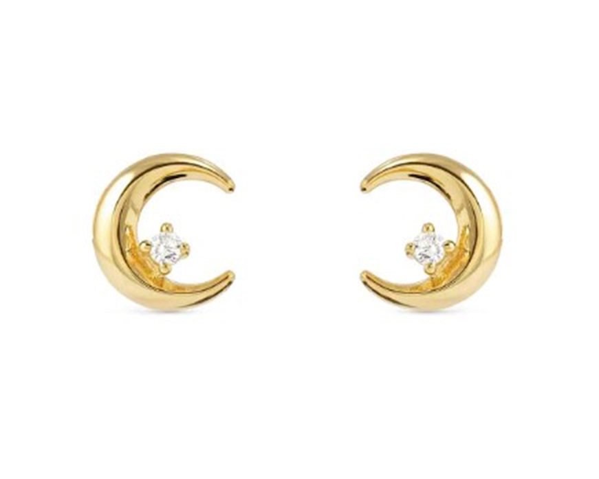 Orecchini Dreams Beats argento dorato luna con zirconi Nomination