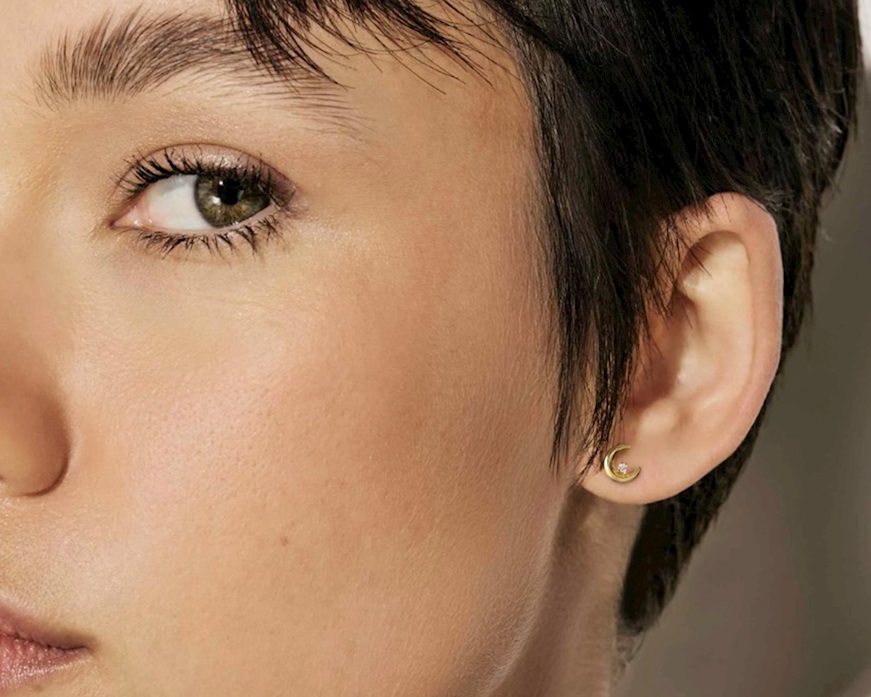 Orecchini Dreams Beats argento dorato luna con zirconi Nomination