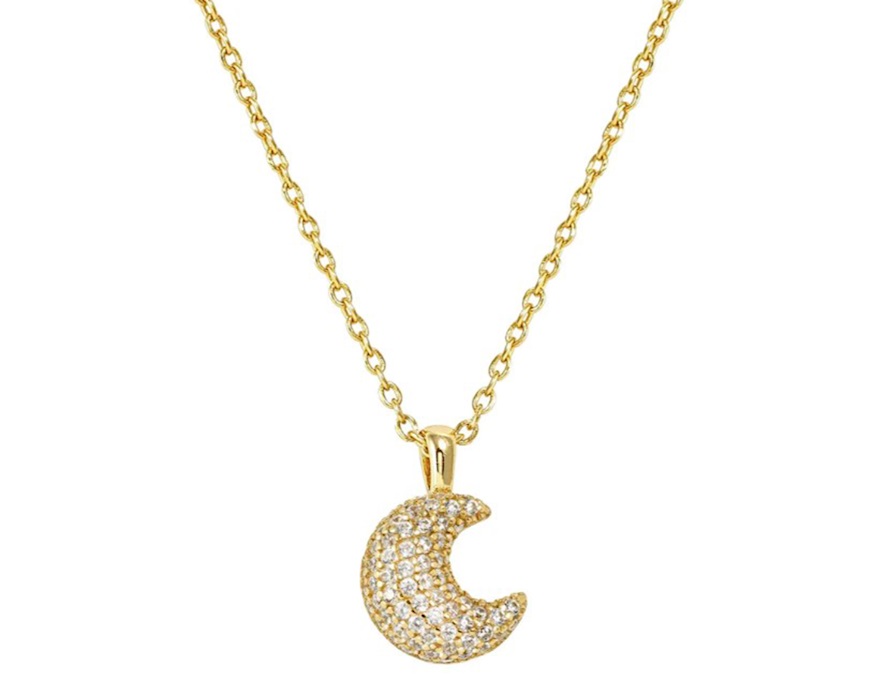 Collana Life Poetry argento dorato luna con pavè di zirconi Nomination