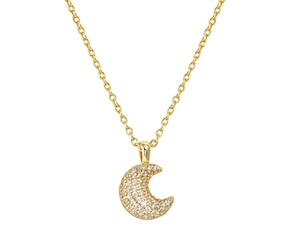 Collana Life Poetry argento dorato luna con pavè di zirconi Nomination