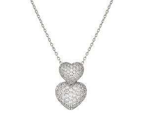 Collana Life Poetry argento doppio cuore con pavè di zirconi Nomination