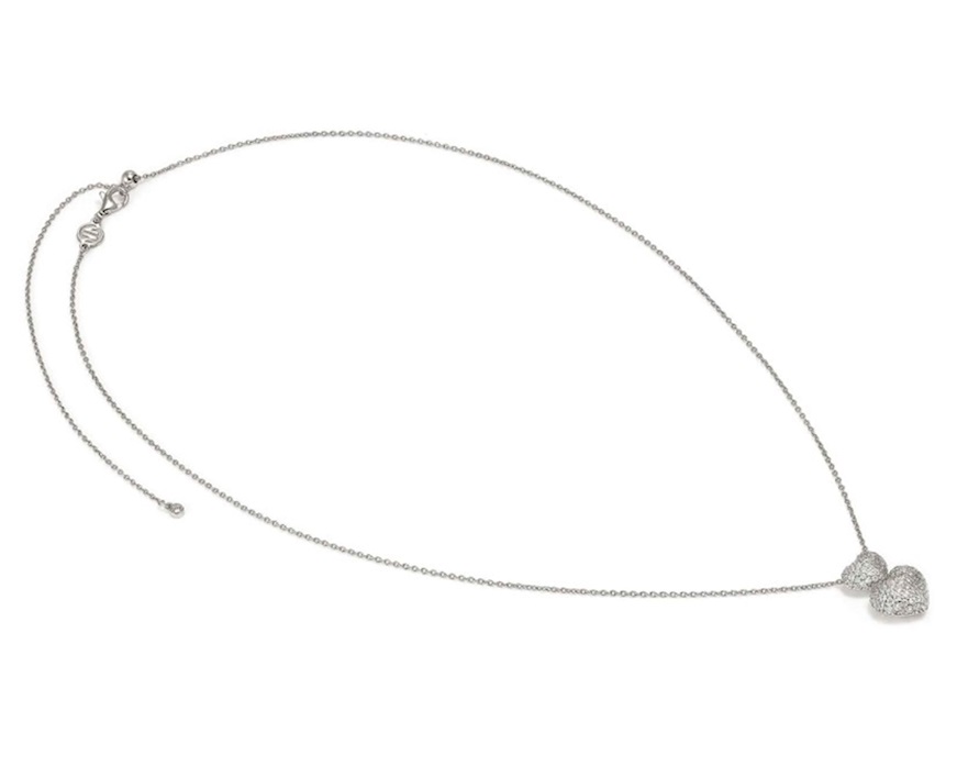 Collana Life Poetry argento doppio cuore con pavè di zirconi Nomination