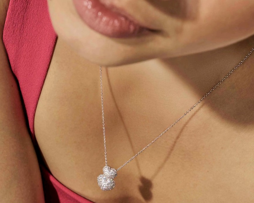 Collana Life Poetry argento doppio cuore con pavè di zirconi Nomination