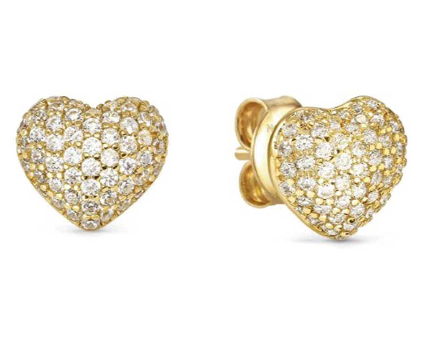 Orecchini Life Poetry argento dorato cuore con pavè di zirconi Nomination