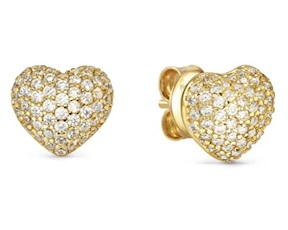 Orecchini Life Poetry argento dorato cuore con pavè di zirconi Nomination