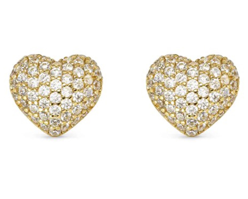 Orecchini Life Poetry argento dorato cuore con pavè di zirconi Nomination