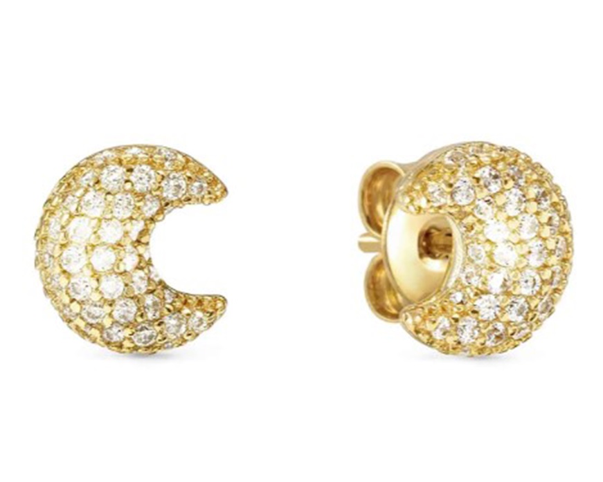 Orecchini Life Poetry argento dorato luna con pavè di zirconi Nomination