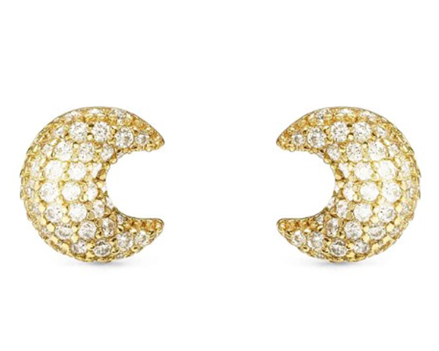 Orecchini Life Poetry argento dorato luna con pavè di zirconi Nomination