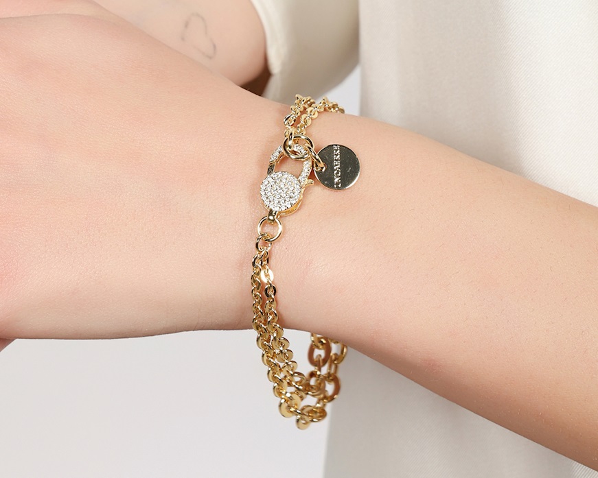 Bracciale Classica in bronzo dorato con zirconi Unoaerre